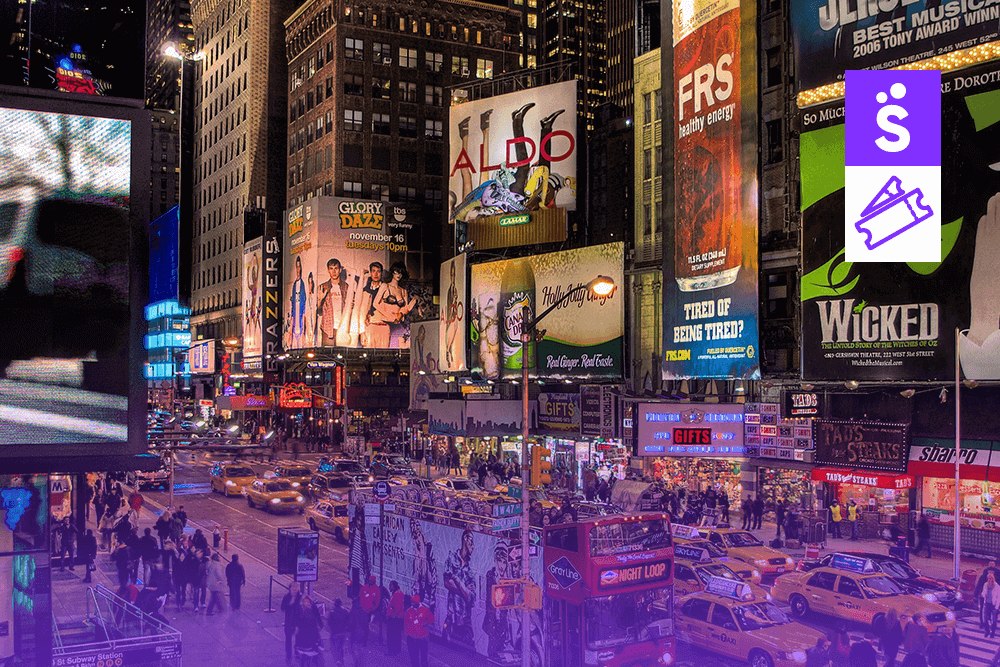 Imagem mostra a cidade de Nova York, onde fica a Broadway.